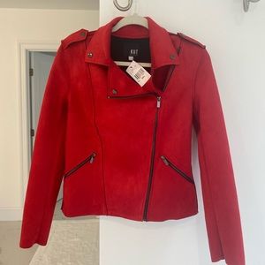 BNWT red Kut from the Kloth faux suede moto-jacket